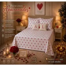 Jogo de Cama Apaixonados 5pcs Surpreenda quem voce ama (escolha as letras no chat)