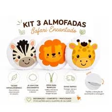 Kit Almofadinhas Safari Encantado Bichos (Com enchimento e ziper) Tecido hipoalergenico -Envio Imediato
