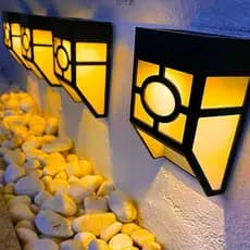 Kit 4/8/16 Luminária Solar Arandela Parede Vazada Decoração Jardim Paisagismo Branco Quente 3000K