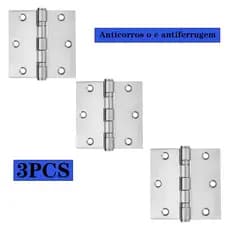 Kit 3un 6un 9un Dobradiças Reforçadas Aço Inoxidavél para Porta Granfei