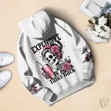 Moletom blusa de frio Canguru Estampado Com Caveira Expensive Talks Back Colorida Estilosa 100% Algodão