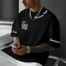 Camiseta camisa Oversized Streetwear Los Angeles Lançamento Do Verão Algodão Macio