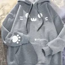 Moletom Canguru Estampado Unissex Rostinho Fofo Gatinho Algodão Casual Forrado gatinho