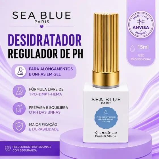 Desidratador e Regulador de pH SeaBlue 15ml para Alongamento Unha Gel Alta Fixação