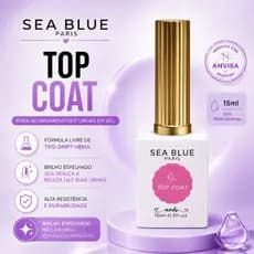 Top Coat Sea Blue 15ml para Alongamento com Acabamento Premium