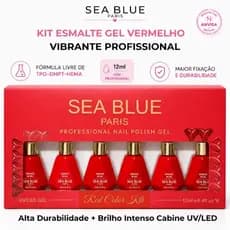 Kit Esmalte em Gel com 6 Cores Tons Vermelhos Profissional cabine UV LED Alta Duração Linha Premium
