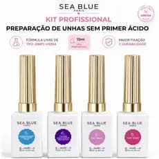 Kit Preparação 4 Itens Unhas Gel Blindagem Completo Com Desidratador Primer sem ácido Base Top Coat