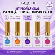 Kit Preparação Unha Gel 5 Itens SeaBlue Desidratador Adesivador Primer Base Top Coat