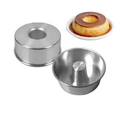 KIT 2 FORMAS DE PUDIM FURO NO MEIO 18X8 ALUMÍNIO ASSADEIRA BOLO VULCÃO CASEIRO