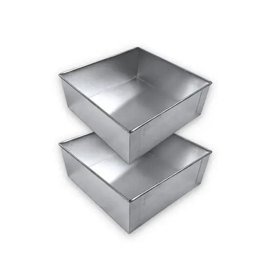 KIT 2 FORMAS QUADRADAS PARA BOLO ALTAS 25X25X10 ALUMÍNIO ASSADEIRA BOLOS