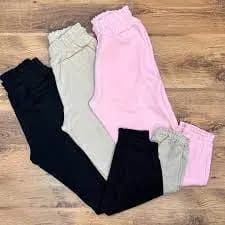 Calça Jogger feminina moletom flanelada cintura alta