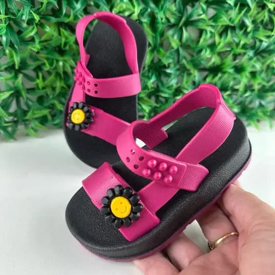 Sandália Papete Baby Menina Florzinha Bebê Confortável Lançamento