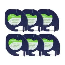 Fita Dymo 91200t Letratag Papel 12mm Compatível 91200t 10697 Kit 6 Unidades