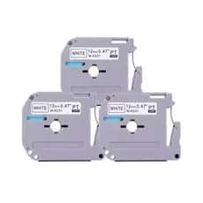 3x Fita Rotuladora Mk231 Compatível Brother Pt70 Pt80 Pt90 Branca 12mm