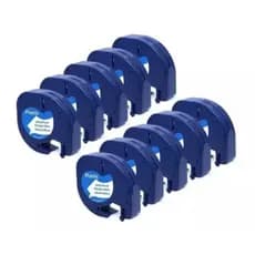 Kit C/10 Fitas Plásticas 91201 P/ Rotulador Compatível Dymo Letratag 12mm