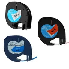 Kit 3 Fita Rotuladora Dymo Letratag Compatível Azul/Vermelho/Transparente