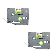 2x Fita Rotuladora Tze231 Tze-631 Compatível 12mm Amarela Letra Preta