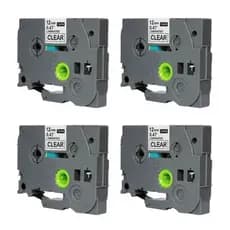 4x Fita Rotuladora Tze131 Compatível Transparente Letra Preta 12mm