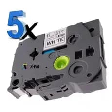 Fitas Rotuladoras Tze Tz 231 Compatível 12mm Branco - Kit C/5 Fitas