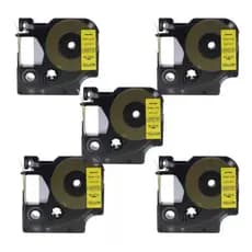 Fita Rotulador 45018 D1 Compatível Dymo Preto/amarelo - Combo C/5 Fitas