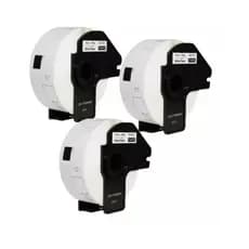 3 Rolos Dk 1201 Dk1201 Etiqueta Térmica Compatível + 3 Suportes Cor Branco