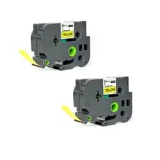 Kit 2 Fita Rotuladora Tze-651 Compatível 24mm Amarela Letra Preta