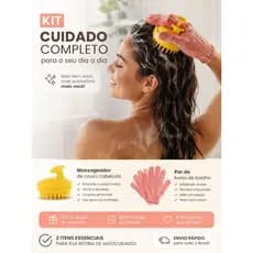 Kit Spa 3 itens Par de Luvas  + Massageador limpeza crescimento shampoo capilar couro cabeludo escova de xampu