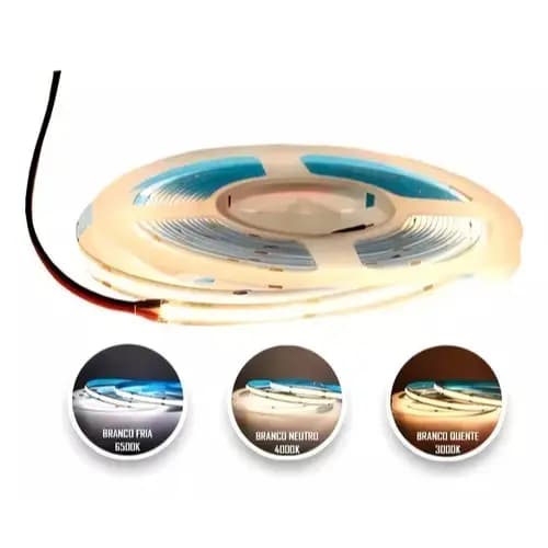 Fita Led Cob Iluminação 5 Metros 12v Ip20 360leds/m 1800 Leds Cor da luz (3000k / 4000k / 6500k)