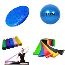 Kit Disco de Equilibrio + Bola de Pilates 25 cm + Mini Band + Faixa Elástica Academia Treino