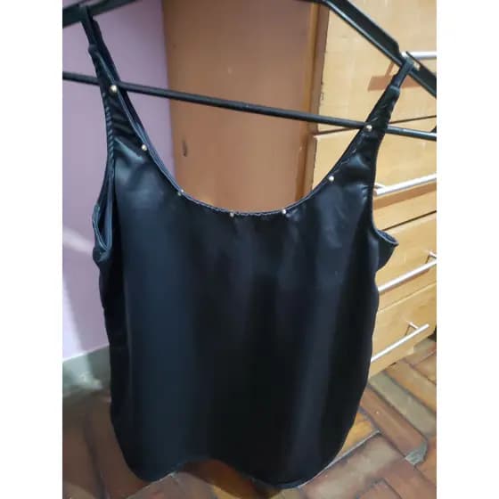 Blusa Regata Feminina Cetim Preta Acetinada Elegante Social Festa blusa feminina preta Tam M