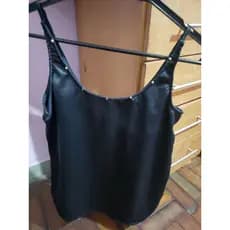 Blusa Regata Feminina Cetim Preta Acetinada Elegante Social Festa blusa feminina preta Tam M