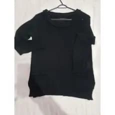 Blusa Feminina Inverno Preta Tricô Manga Longa Suéter Quentinho Tam P