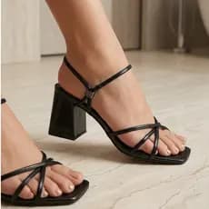 Sandália Feminina Salto Médio Bloco Quadrado 7 CM Luxo Confortável Exclusiva Casual
