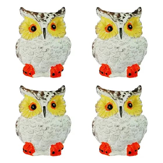 Coruja em Pé Miniatura PCT C/ 4 PCS Jardim Terrário Fonte Enfeite Decoração