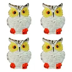 Coruja em Pé Miniatura PCT C/ 4 PCS Jardim Terrário Fonte Enfeite Decoração