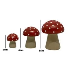 Três Cogumelos Vermelhos De Porcelana Enfeite Decoração