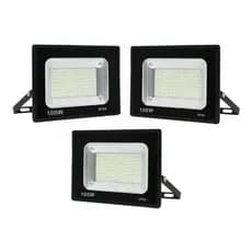 Kit 3 Refletor Led 100w Holofote Prova D'água Bivolt Luz Branco Frio