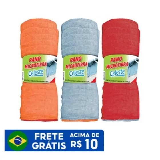 3 Unidades De Pano De Chão De Microfibra De 48cm X 58cm