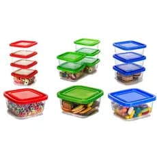 Kit 5 Potes Plásticos Potinhos Com Tampa 270ml Quadrado Papinha Lanchinho Bebe Kids Linha Prime