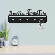 Porta Chaves Para Parede Decoração Em Mdf Preto Deus é bom o Tempo Todo