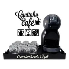 Bandeja Decorativa Para Café Mdf Grande Pintada Organizar e servir Cor Preta