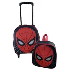 Kit Escolar Mochila Lancheira Carrinho Homem Aranha Mascara Baby Preto Menino