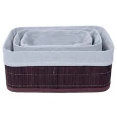 Conjunto Cestos Organizadores Bambu Escuro Design Elegante Armazenamento Funcional