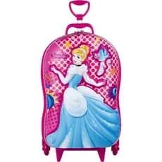 Mala Infantil Princesa Cinderela Rosa Rodinhas Facil Transporte Viagem Escola