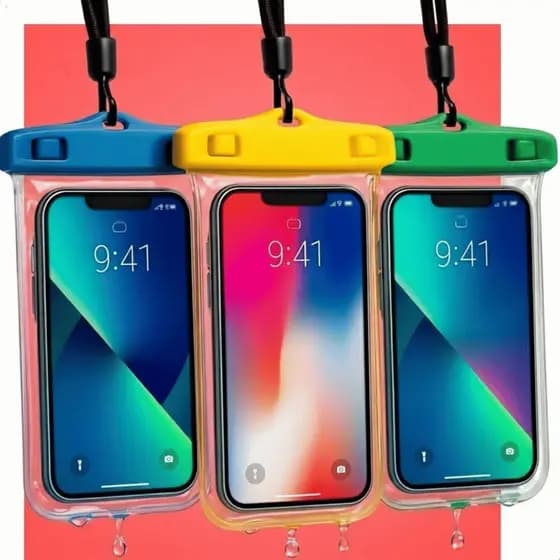 Kit 2, 3 Pcs Bolsa Capa Case Celular À Prova D'Água Impermeável Transparente Universal Praia Piscina