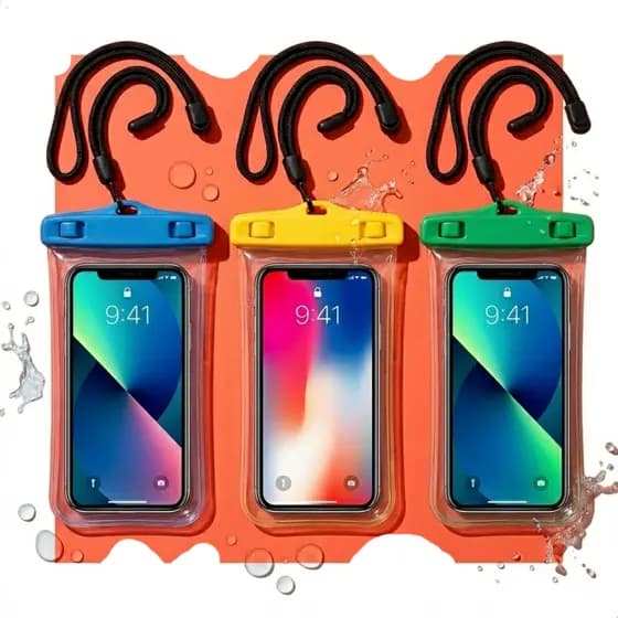 Kit 2, 3 Pcs Bolsa Capa Case Celular À Prova D'Água Impermeável Transparente Universal Praia Piscina