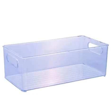 Organizador Multiuso 10x20 Transparente com Puxador – Caixa Organizadora para Geladeira, Cozinha e Armário