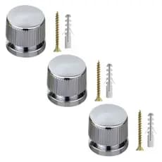 KIT 3 Suporte para Fixar Espelho Parede Botão Frances com Parafuso e Bucha de plástico cromado