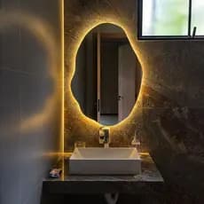 Espelho Rubi Retrô Com Led Lapidado 55x75cm Orgânico de Parede Minimalista Hall Entrada