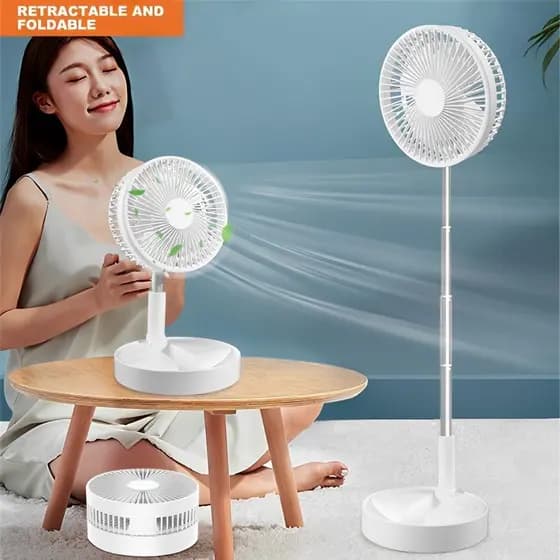 Ventilador Dobrável Portátil Piso Retrátil Usb Ajustável Para Escritório Ar Livre Forte Silencioso